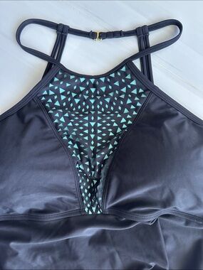 Catalina Black One-Piece Swim with Teal Triangle Accent